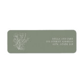 Line Art Sage Green Floral Wedding Label (Vorne)