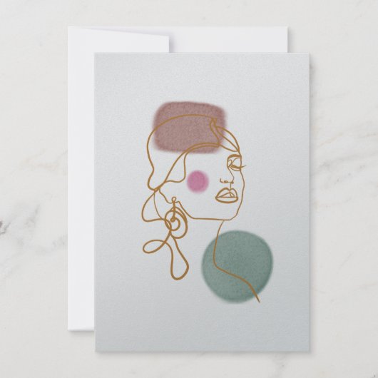 Line Art Schöne Face-Flat Grußkarte Karte (Vorderseite)