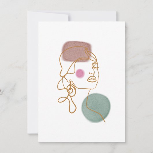Line Art Schöne Face-Flat Grußkarte Karte (Vorderseite)