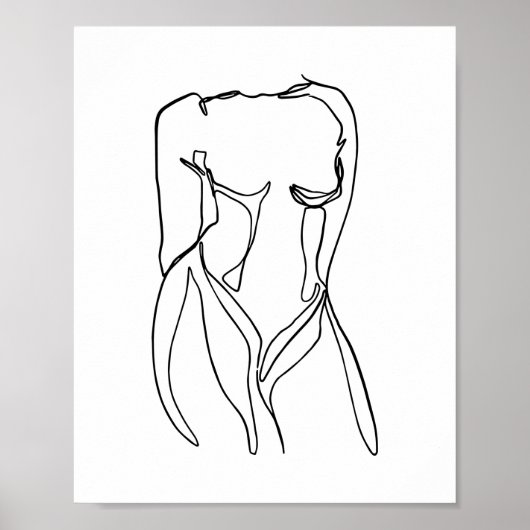 Line Art Schwarzweiß Frauen Körper minimal Poster (Vorne)