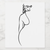 Line Art Schwarzweiß Frauen minimalistisch Weinetikett (Einzelnes Label)