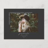 Line Art Script Abschluss Foto Ankündigung Grau Postkarte (Vorderseite)