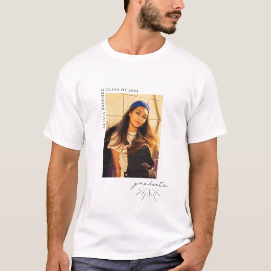 Line Art Script Abschluss Foto T - Shirt (Vorderseite)
