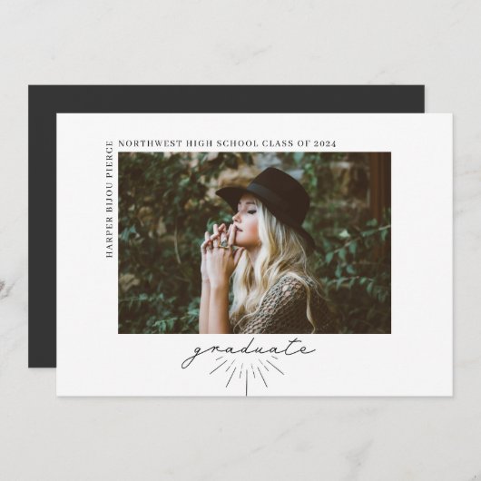 Line Art Script Abschluss Horizontales Foto Ankündigung (Vorne/Hinten)