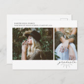 Line Art Script Graduation Party Foto Postkarte (Vorne/Hinten)