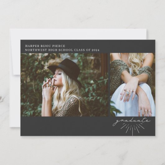 Line Art Script Grau Abschluss 2 Foto Ankündigung (Vorderseite)