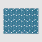 Line Art Seashell Muster Ocean Blue Tissue Paper Seidenpapier (Vorderseite)