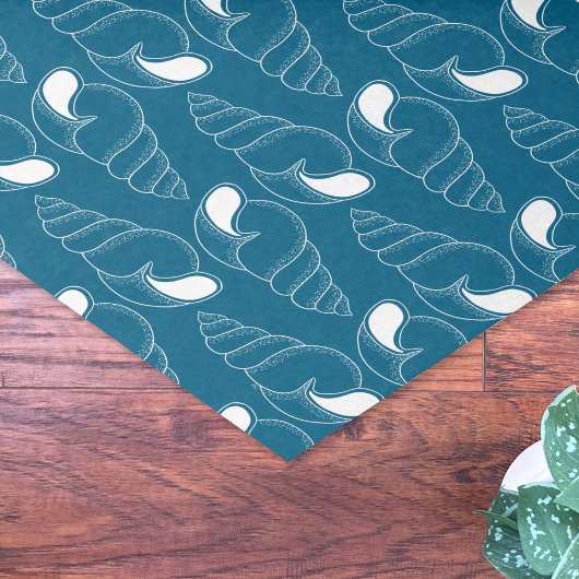 Line Art Seashell Muster Ocean Blue Tissue Paper Seidenpapier