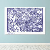 Line Art Starry Night Leinwanddruck (Insitu (Holzboden))