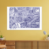 Line Art Starry Night Leinwanddruck (Insitu (Wohnzimmer))