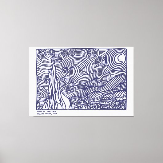 Line Art Starry Night Leinwanddruck (Vorderseite)