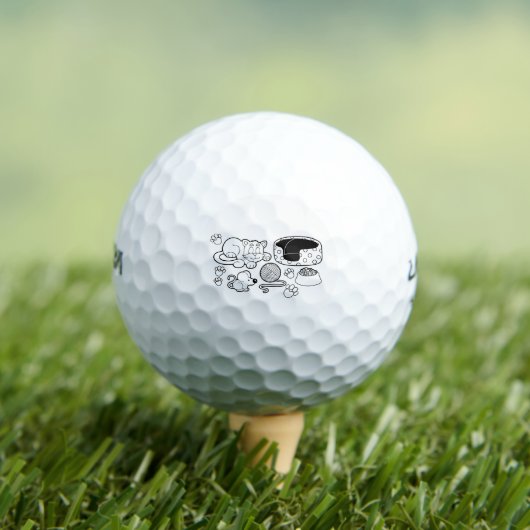 Line Art Tiere Katzen Hunde Maus Haustier Katzen B Golfball (Insitu T-Shirt)