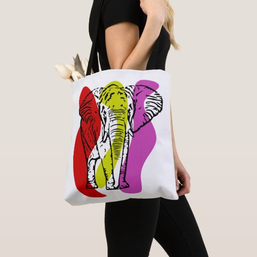 Line Art Tote Tasche, Line Art Elephant Tasche (Von Nahem)