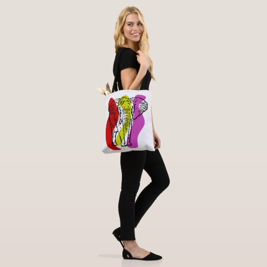 Line Art Tote Tasche, Line Art Elephant Tasche (Am Model)