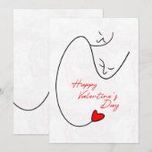 Line Art Valentine Tageskarte Dankeskarte (Vorne/Hinten)