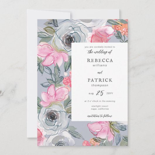 Line Art Watercolor Florenz Einladung (Vorderseite)