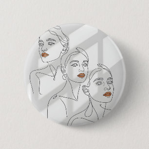 Line Art Weibliches Trio Button