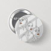 Line Art Weibliches Trio Button (Vorne & Hinten)