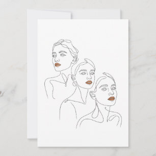 Line Art Weibliches Trio Einladung
