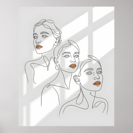 Line Art Weibliches Trio Poster (Vorne)