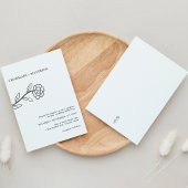 Line Art Wildblume Boho Black and White Wedding Einladung