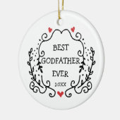 Line Art Wreath Personalisiert Bester Pate je Keramik Ornament (Links)