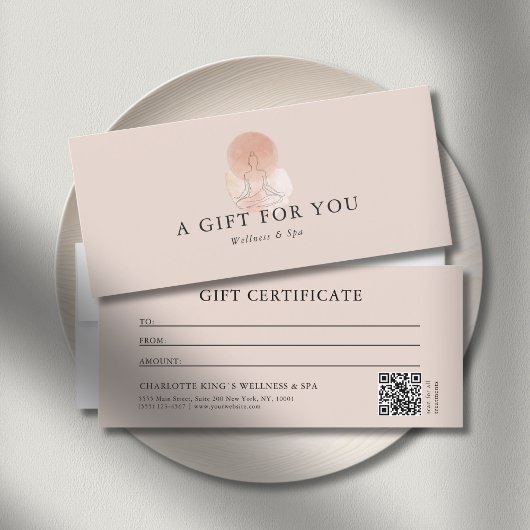 Line Art Yoga Frau QR-Code-Geschenkgutschein