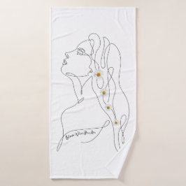 Line Art zeichn der Frau - Bloom, wo Sie sind Badhandtuch Set