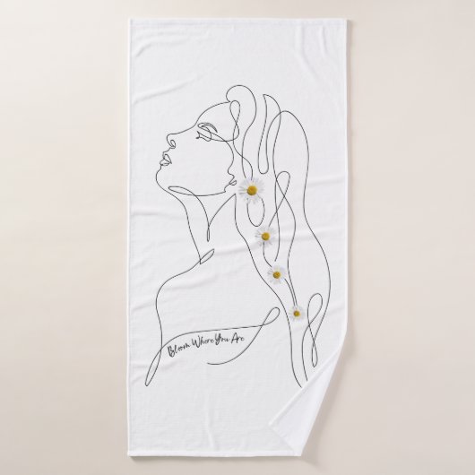 Line Art zeichn der Frau - Bloom, wo Sie sind Badhandtuch Set (Badehandtuch)