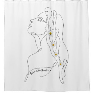 Line Art zeichn der Frau - Bloom, wo Sie sind Duschvorhang