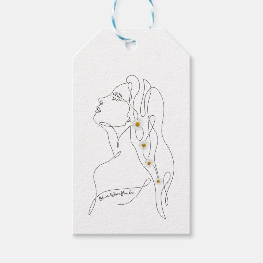 Line Art zeichn der Frau - Bloom, wo Sie sind Geschenkanhänger (Vorderseite)