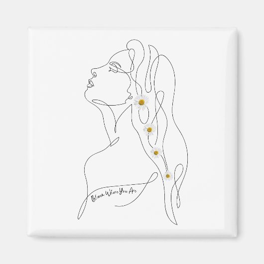 Line Art zeichn der Frau - Bloom, wo Sie sind Magnet (Vorne)