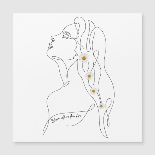 Line Art zeichn der Frau - Bloom, wo Sie sind Magnetkarte (Vorderseite)