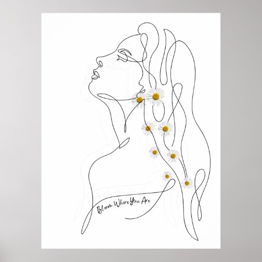 Line Art zeichn der Frau - Bloom, wo Sie sind Poster (Vorne)