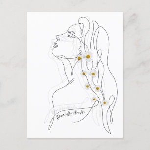Line Art zeichn der Frau - Bloom, wo Sie sind Postkarte