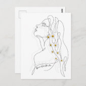 Line Art zeichn der Frau - Bloom, wo Sie sind Postkarte (Vorne/Hinten)