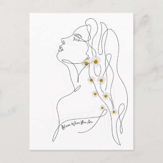 Line Art zeichn der Frau - Bloom, wo Sie sind Postkarte (Vorderseite)