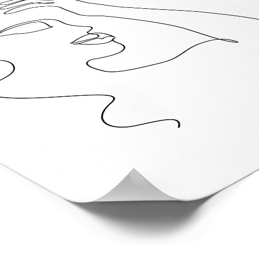 Line Art zeichn | Schwarzweiß | MINIMALISTISCH Poster (Ecke)