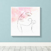 Line Art zeichnend Frauen Kontur Mauer Leinwanddruck (Insitu (Holzboden))