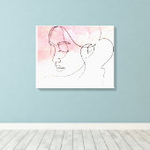 Line Art zeichnend Frauen Kontur Mauer Leinwanddruck (Insitu (Holzboden))