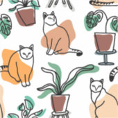 Line Art zeichnend Katzen und Blume Aufkleber (Vorderseite)