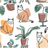 Line Art zeichnend Katzen und Blume Aufkleber (Vorderseite)