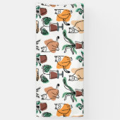 Line Art zeichnend Katzen und Blume Banner (Vertikal)