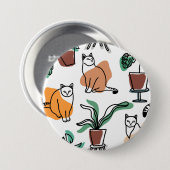 Line Art zeichnend Katzen und Blume Button (Vorne & Hinten)