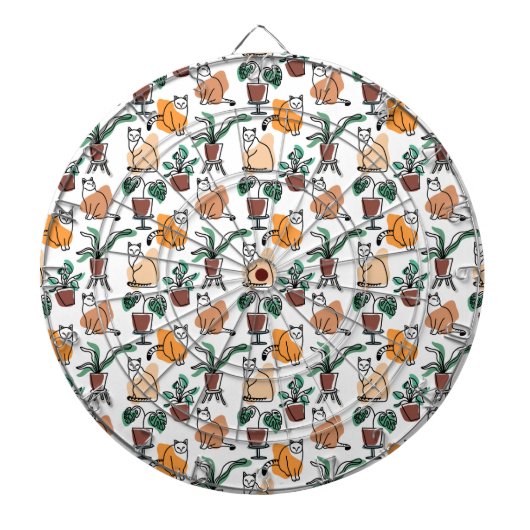 Line Art zeichnend Katzen und Blume Dartscheibe (vorne)