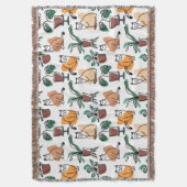 Line Art zeichnend Katzen und Blume Decke (Vorderseite Vertikal)