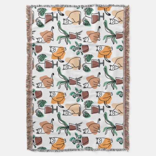 Line Art zeichnend Katzen und Blume Decke (Vorderseite Vertikal)