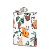 Line Art zeichnend Katzen und Blume Flachmann (Links)