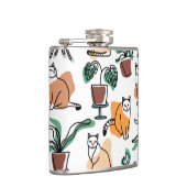 Line Art zeichnend Katzen und Blume Flachmann (Rechts)