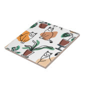 Line Art zeichnend Katzen und Blume Fliese (Seite)